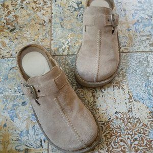 Roxy Womens Suede Clogs W Buckle Vintage Excellent Condition 7